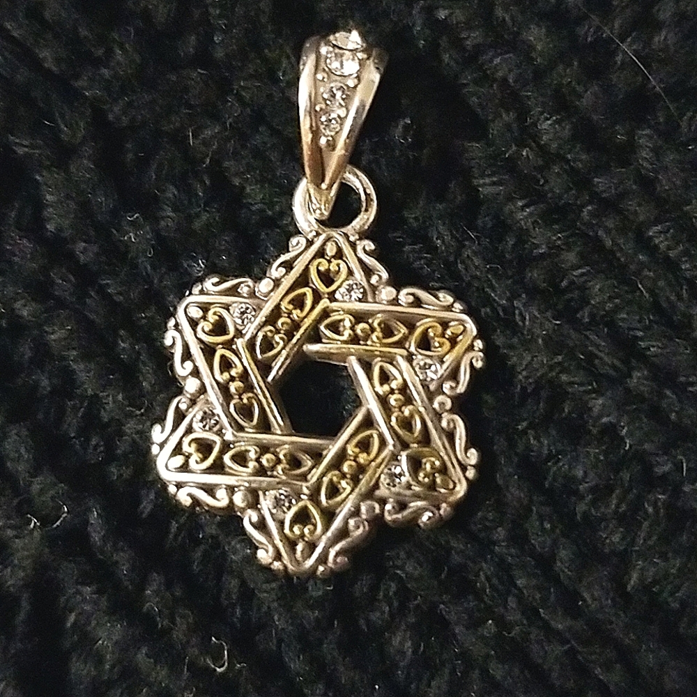 Brighton Star of David Silver Plate Gold Plated Pavė Swarovski Crystals Pendant